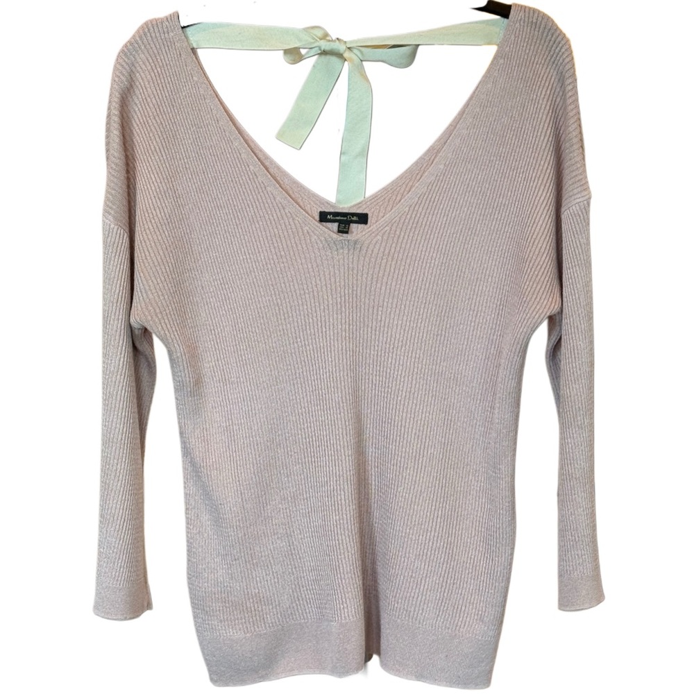 Sz XS Massimo Dutti V-Neck Sweater in Pale Pink